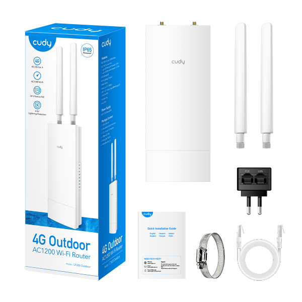 נתב מוקשח אלחוטי כולל מודם סלולרי CUDY LT500 OUTDOOR 4G LTE